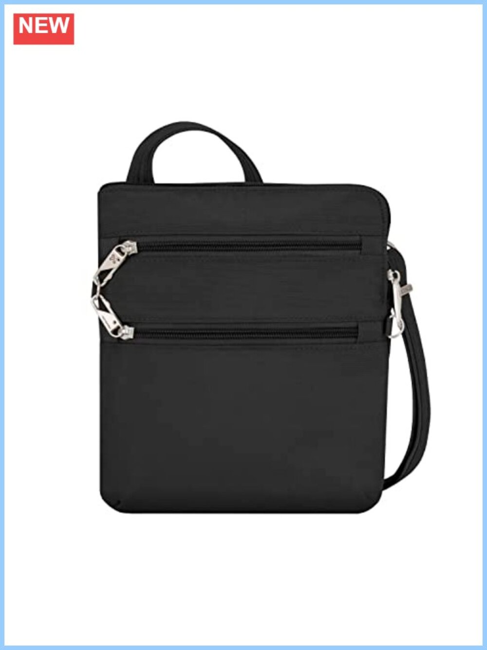 Anti-Theft Classic Slim Double Zip Crossbody Bag RFID Slash-Resistant Travel